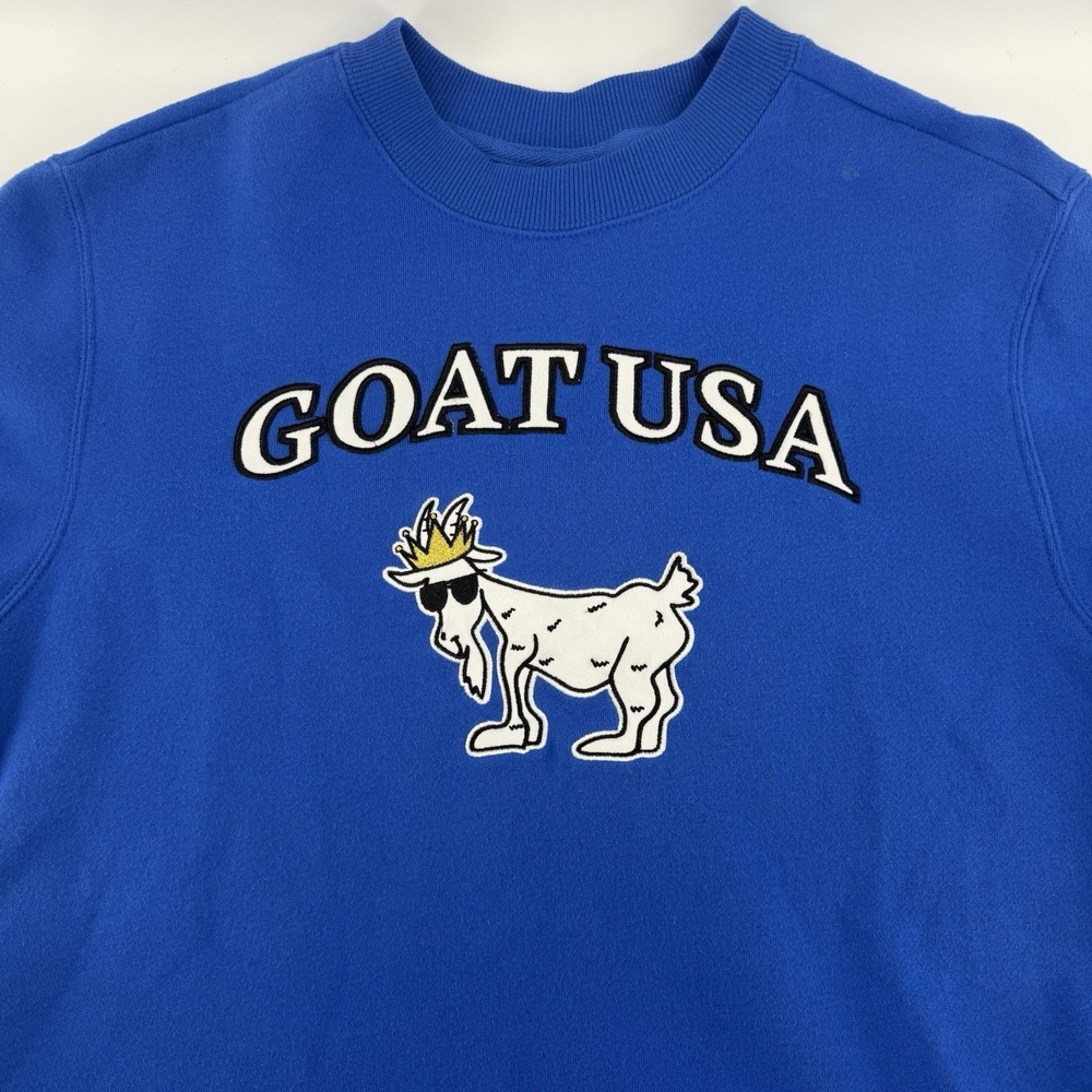 GOAT USA Sweatshirt Mens Small Blue Crewneck Pullover Fleece Casual Streetwear